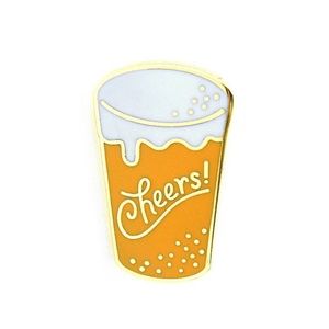 Gold and White Cheers Enamel Pin